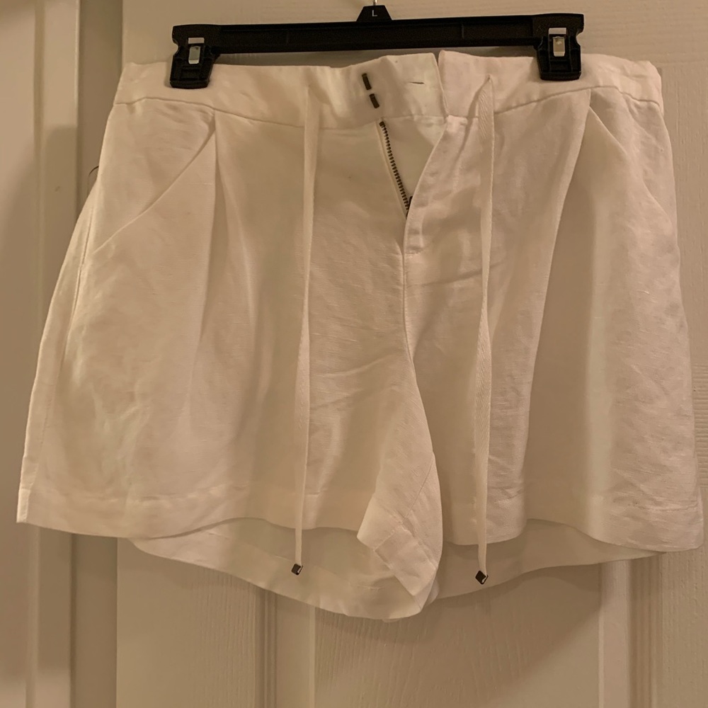 White linen shorts